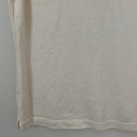 St. John Basics Cream Mock Neck Sleeveless Knit Sweater Top Size 8 - Picture 4 of 9